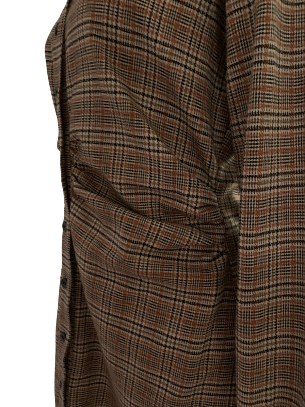 Zara Brown Plaid Midi Runched Shirt Dress Womens Large Cottagecore Dark Academia - Picture 6 of 8